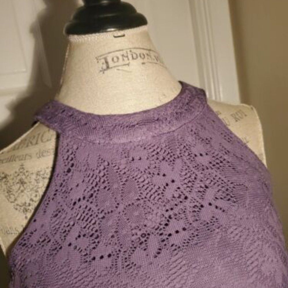 Roxberi Purple Dress size Small ASimetric Hem Pearly Buttons Closure - Picture 4 of 10